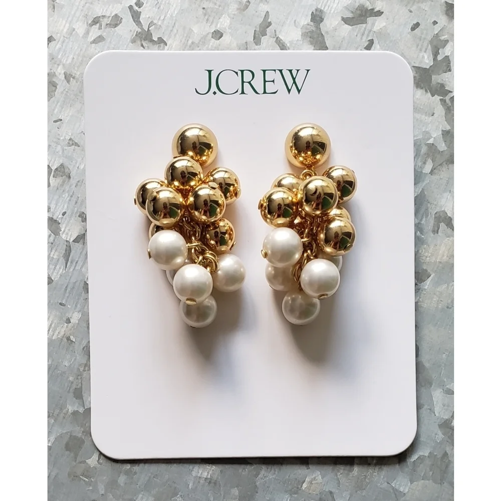 24. J.Crew Pearl and metallic-ball cluster earrings